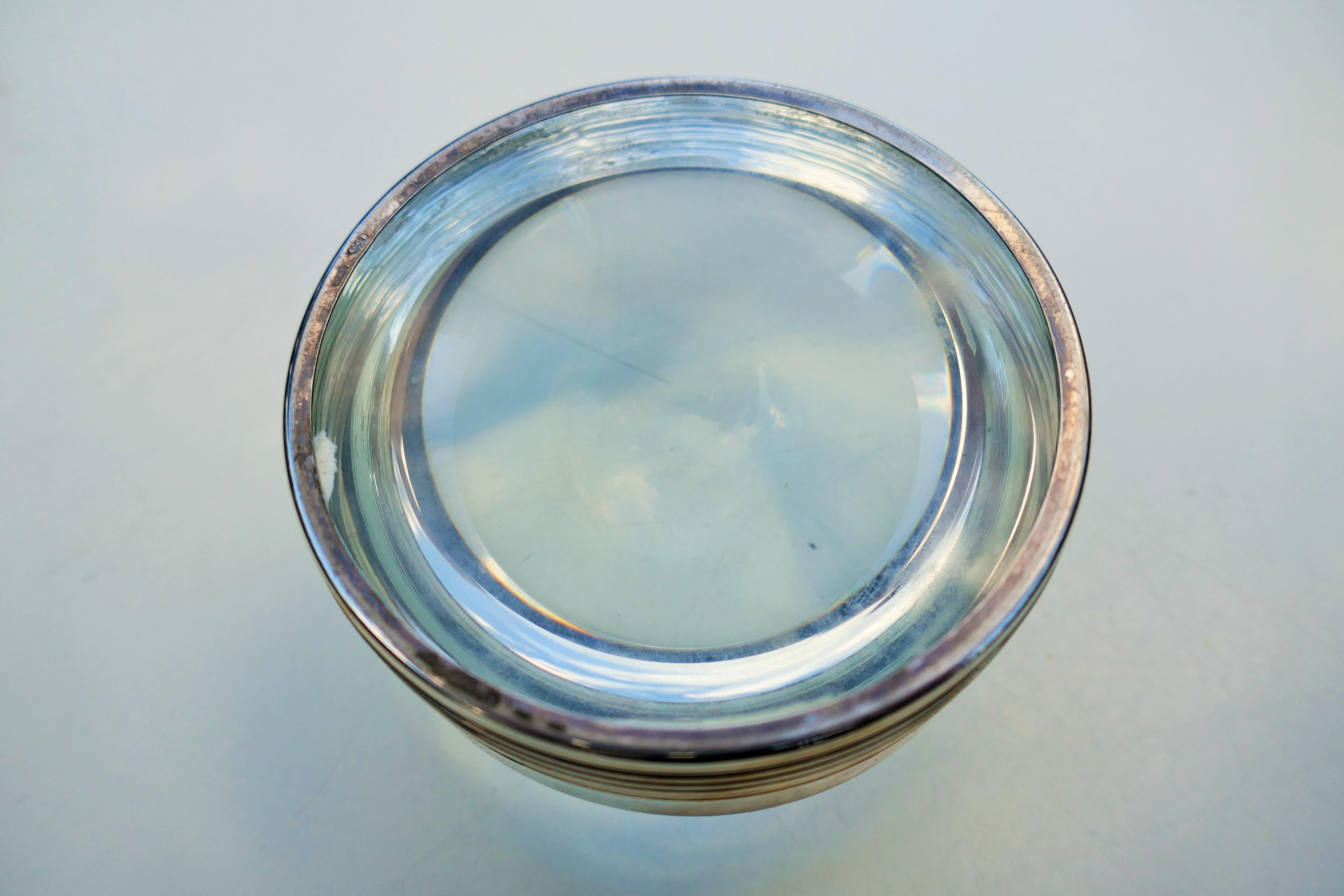 Silver paperweight lens attributed to Miracles 1