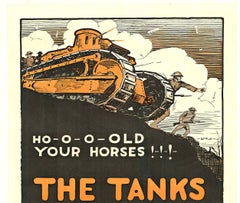 Original The Tanks are Coming! Hold the Tanks! vintage World War One poster.