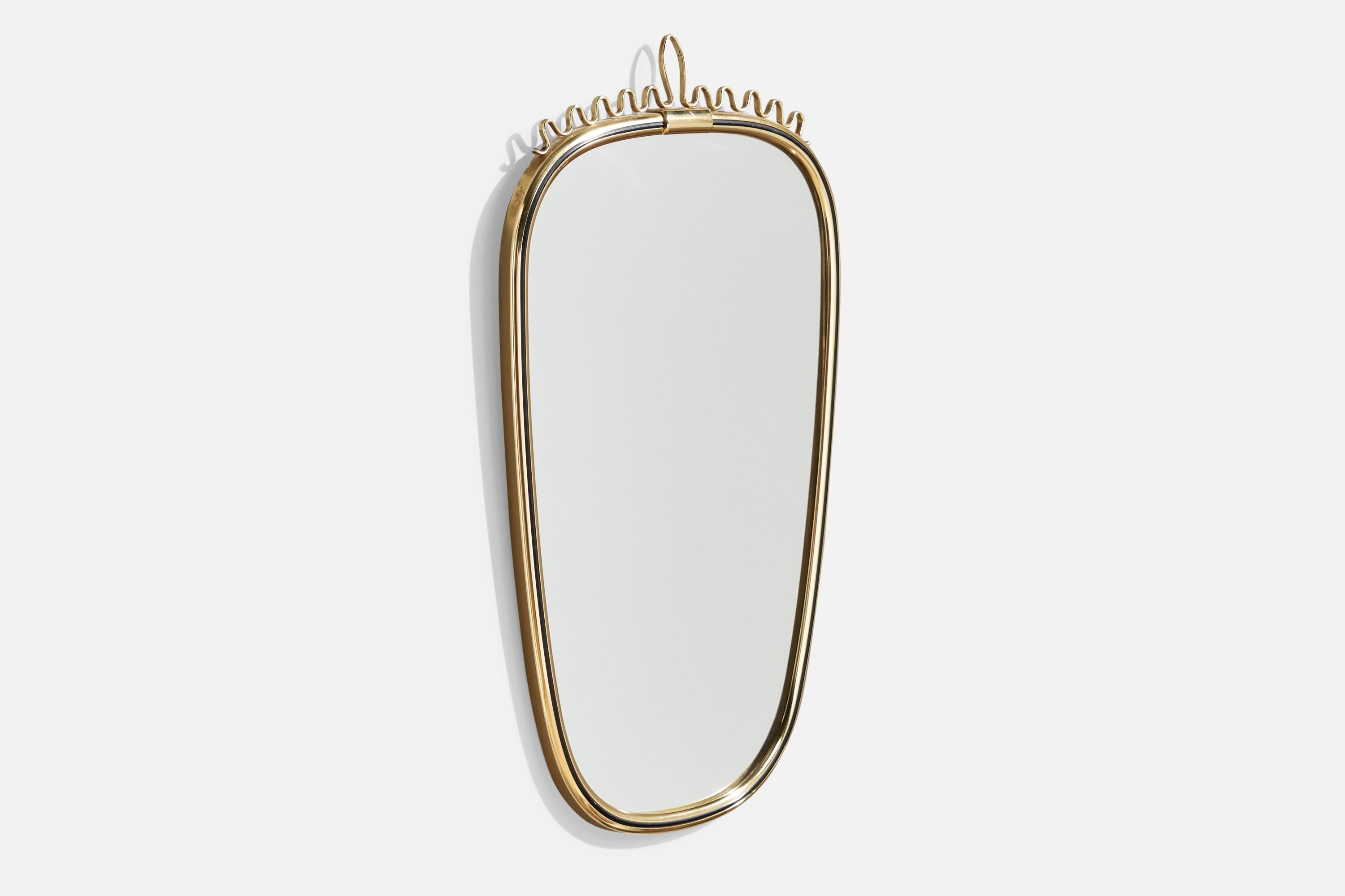 Lenzgold, Wall Mirror, Brass, Germany, 1950s In Good Condition In High Point, NC