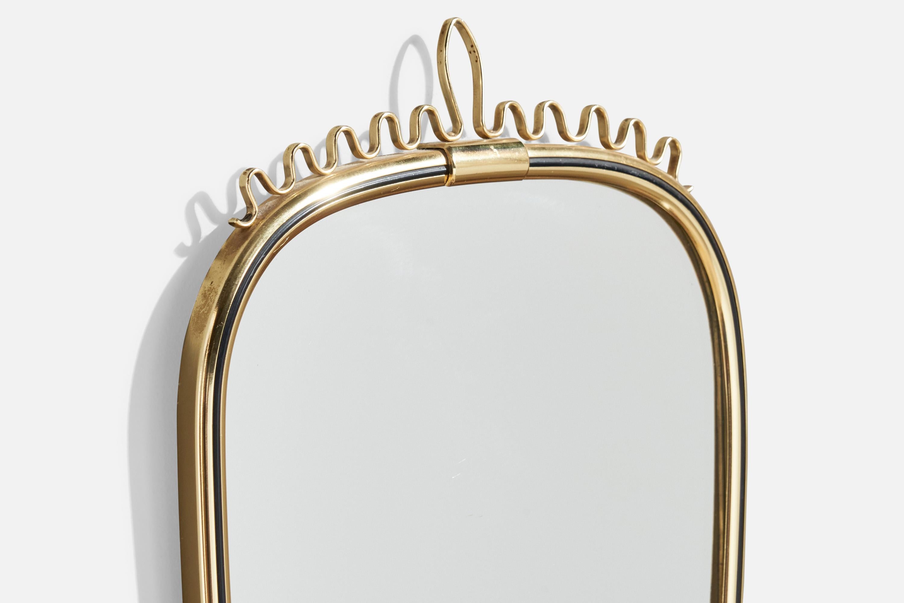 Mid-20th Century Lenzgold, Wall Mirror, Brass, Germany, 1950s