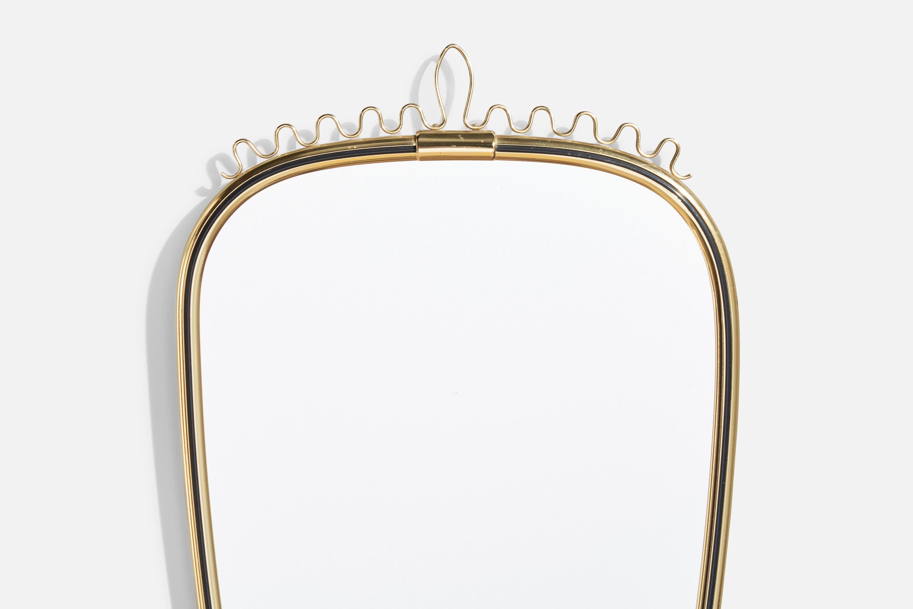 Lenzgold, Wall Mirror, Brass, Germany, 1950s 1