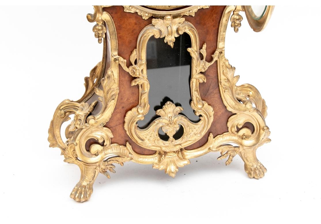 Late 19th Century Lenzkirch Germany Wood And Dore Mantel Clock Circa 1890-1895 For Sale