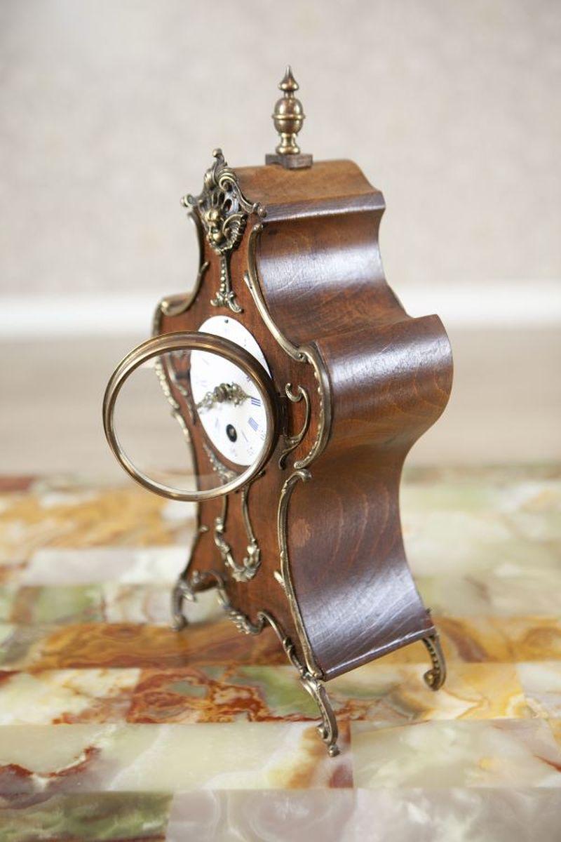 Rococo Revival Lenzkirch Mantel Clock in Walnut Case, Early 20th Century For Sale