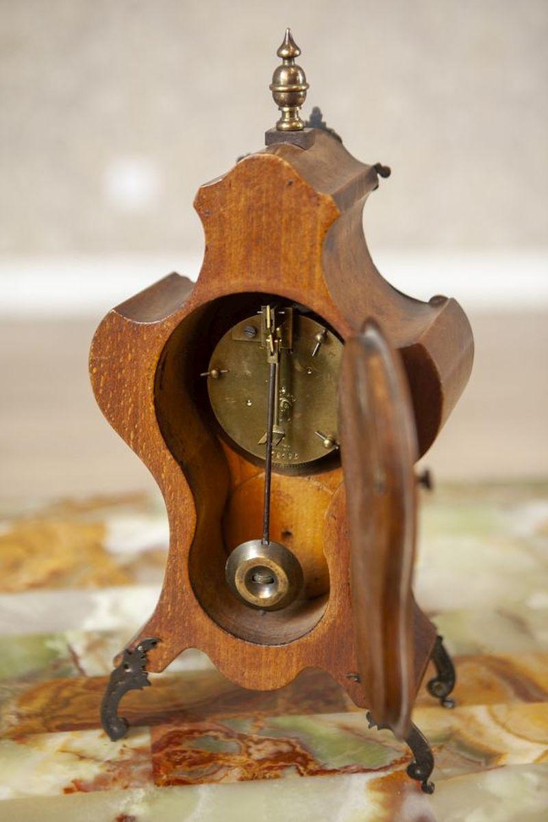 Lenzkirch Mantel Clock in Walnut Case, Early 20th Century For Sale 4