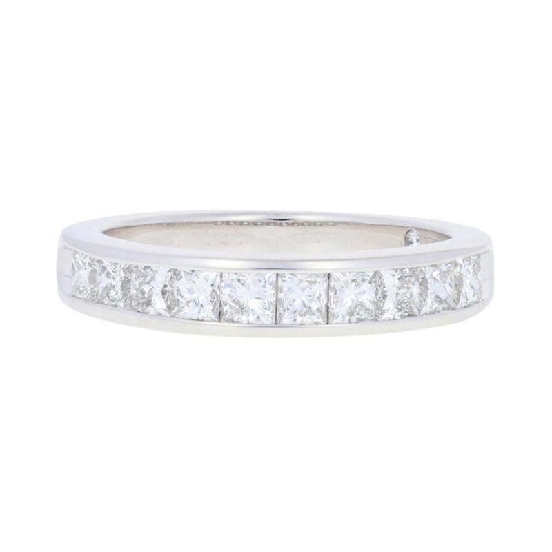 LEO 1.20ctw Princess Diamond Anniversary Ring, 14k Gold Channel Set Wedding Band