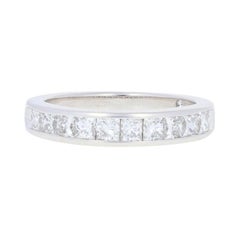 LEO 1.20ctw Princess Diamond Anniversary Ring, 14k Gold Channel Set Wedding Band