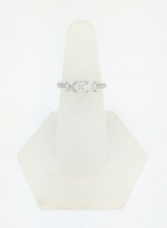 LEO 14K & Platinum Princess Cut 3-Stone 1.03CTW Diamond Engagement Ring IGI CERT