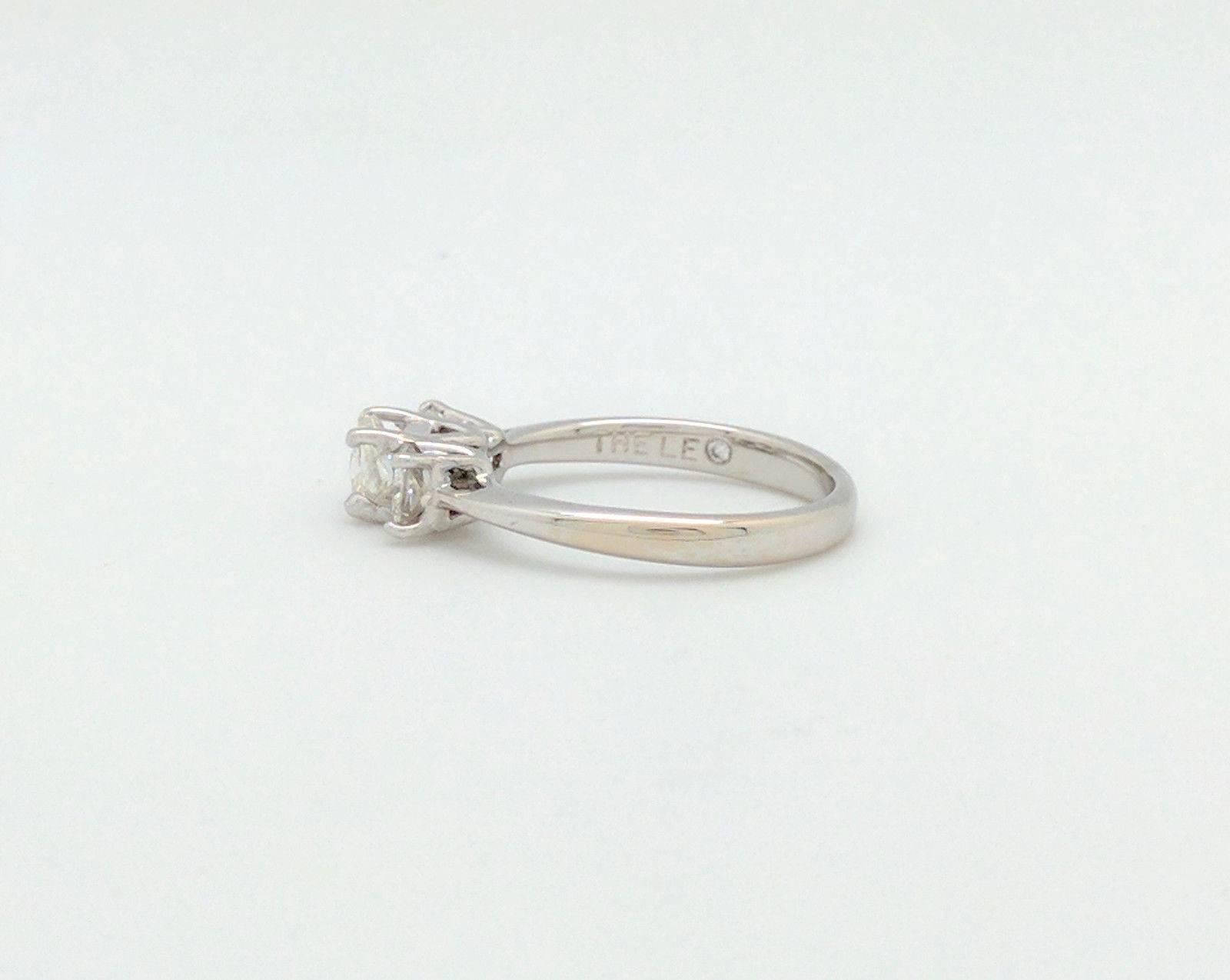 Women's LEO 14K & Platinum Princess Cut 3-Stone 1.03CTW Diamond Engagement Ring IGI CERT For Sale