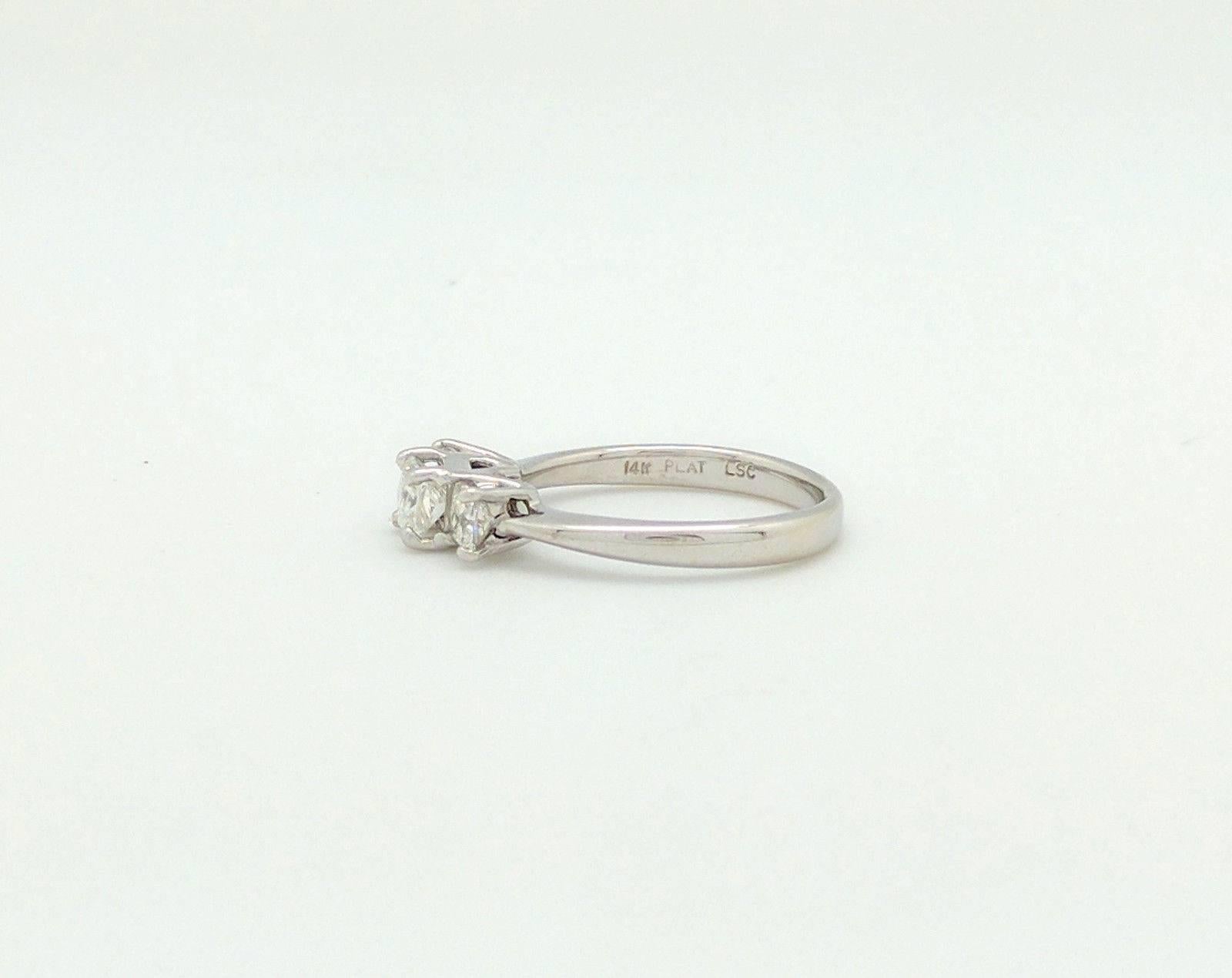 LEO 14K & Platinum Princess Cut 3-Stone 1.03CTW Diamond Engagement Ring IGI CERT For Sale 1