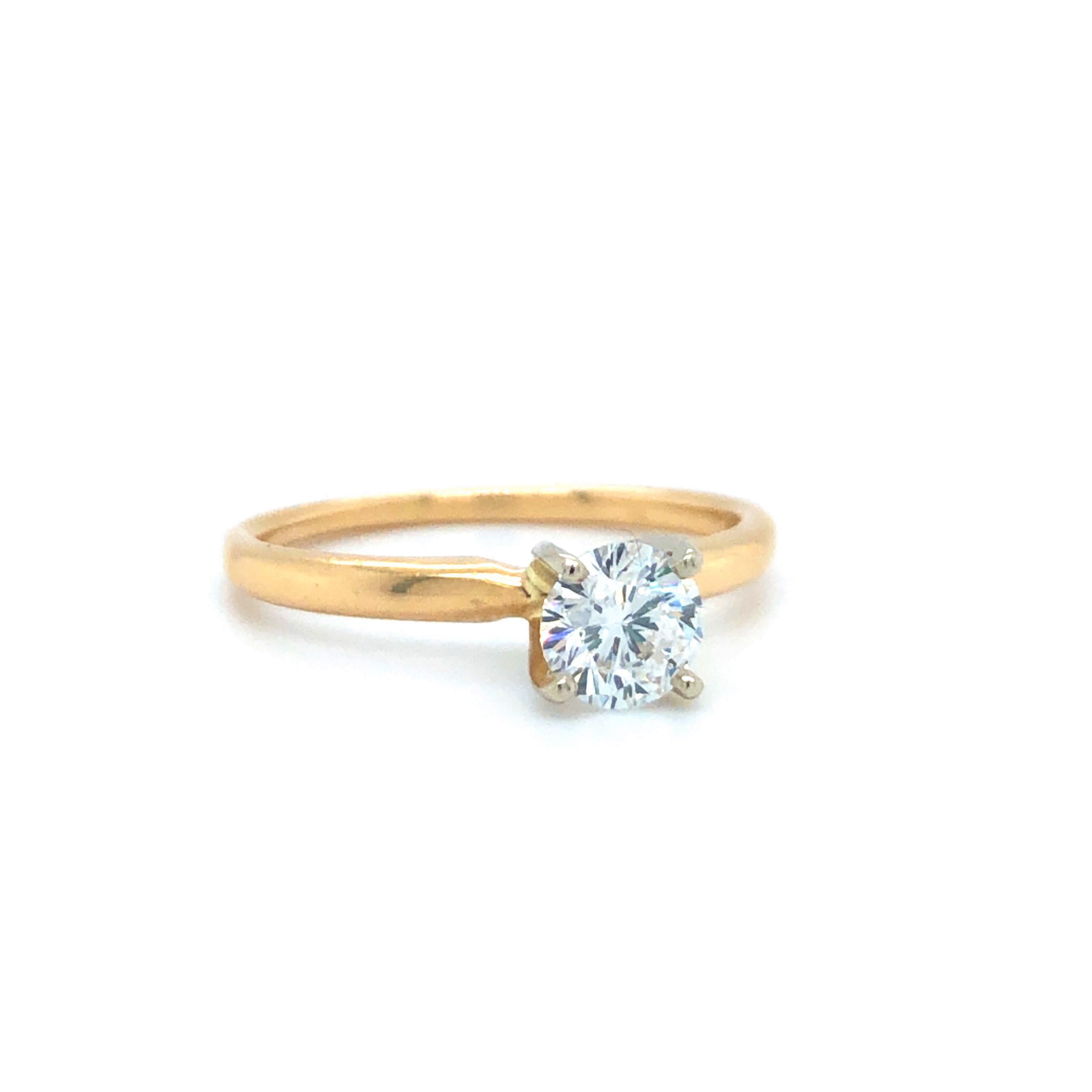 Leo 14 Karat Yellow Gold .62 Carat Diamond Solitaire Ring IGI Certified For  Sale at 1stDibs