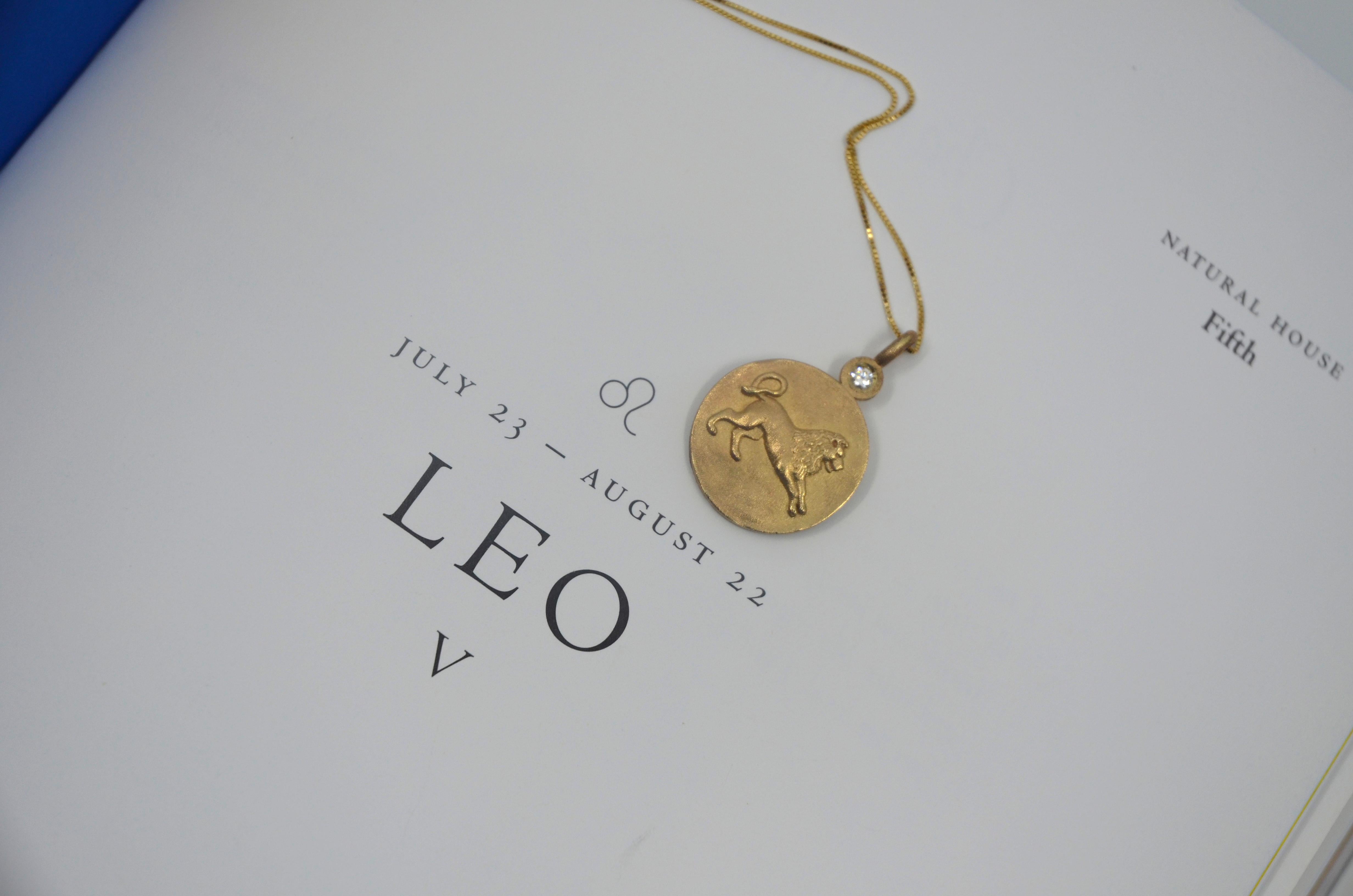 'Leo' 18K Gold Pendant For Sale 1