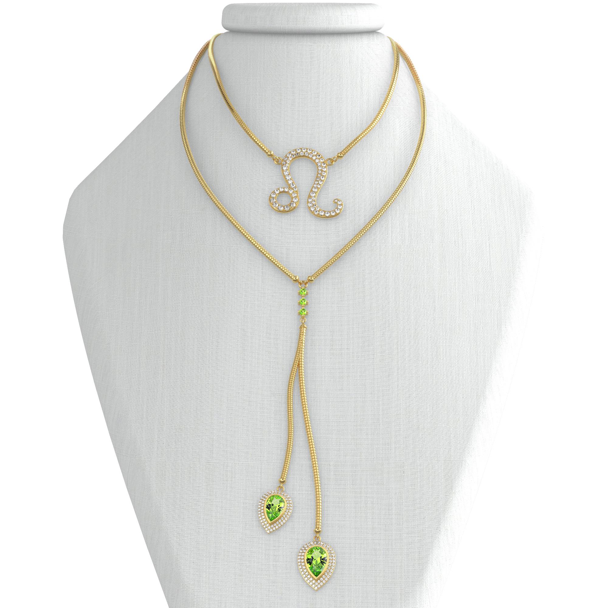 Pear Cut Twin Elegance Leo 3-in-1 Detachable Zodiac Necklace For Sale