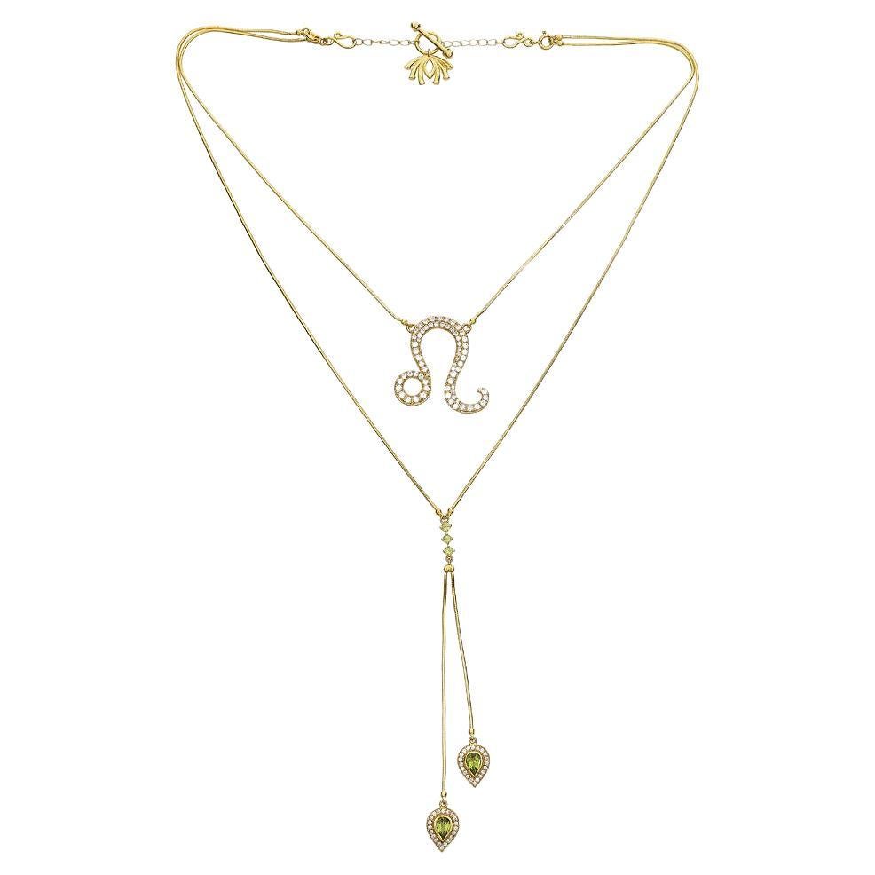 Twin Elegance Leo 3-in-1 Detachable Zodiac Necklace For Sale