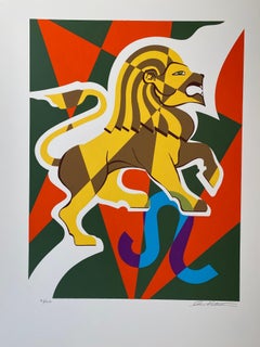Leo 7/23 - 8/22 Vintage Cubist Zodiac Modern Art Orig Silkscreen S/N Rare