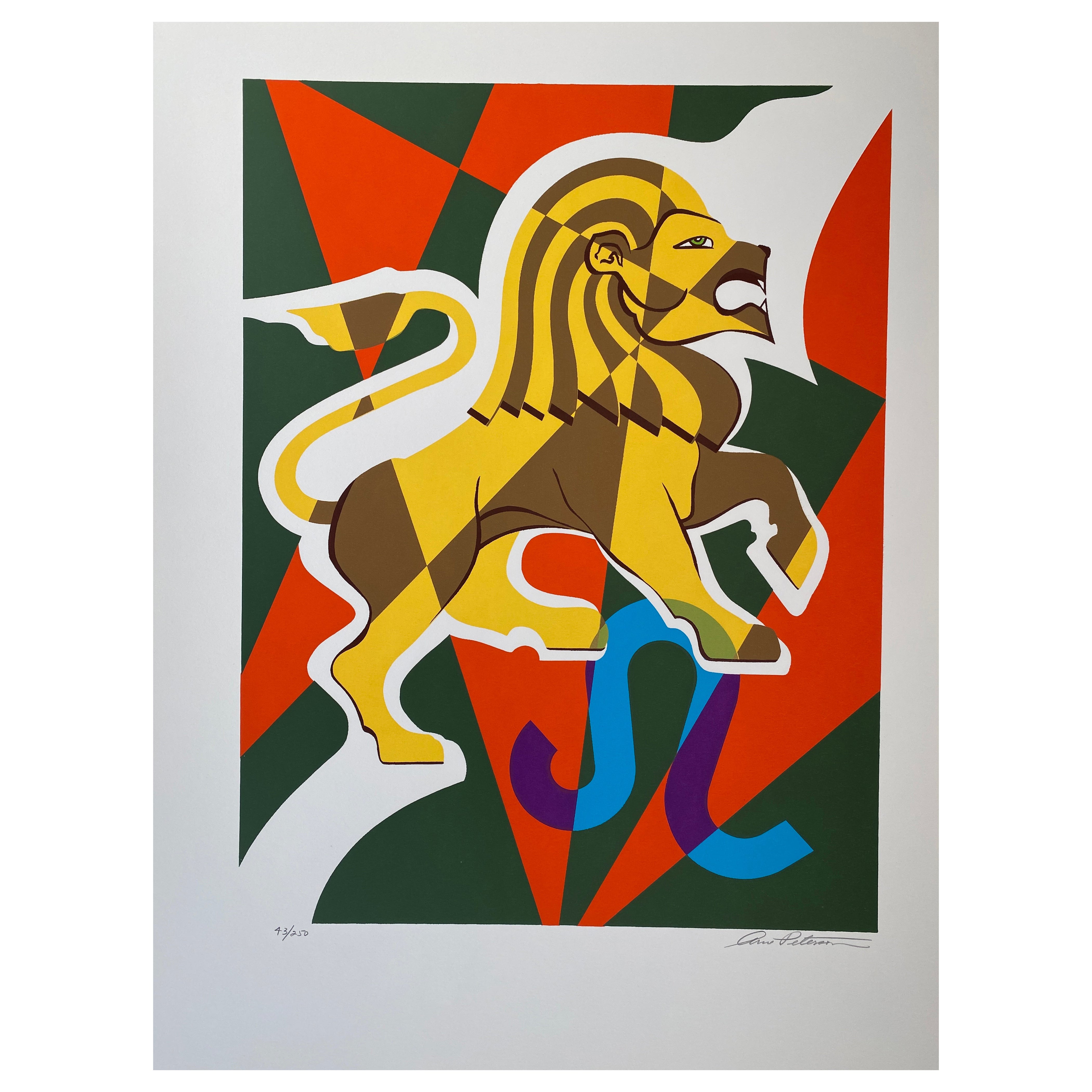 Leo 7/23 - 8/22 Vintage Cubist Zodiac Modern Art Orig Silkscreen S/N Rare