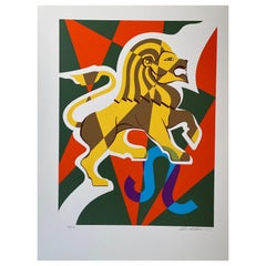 Leo 7/23 - 8/22 Vintage Cubist Zodiac Modern Art Orig Silkscreen S/N Rare