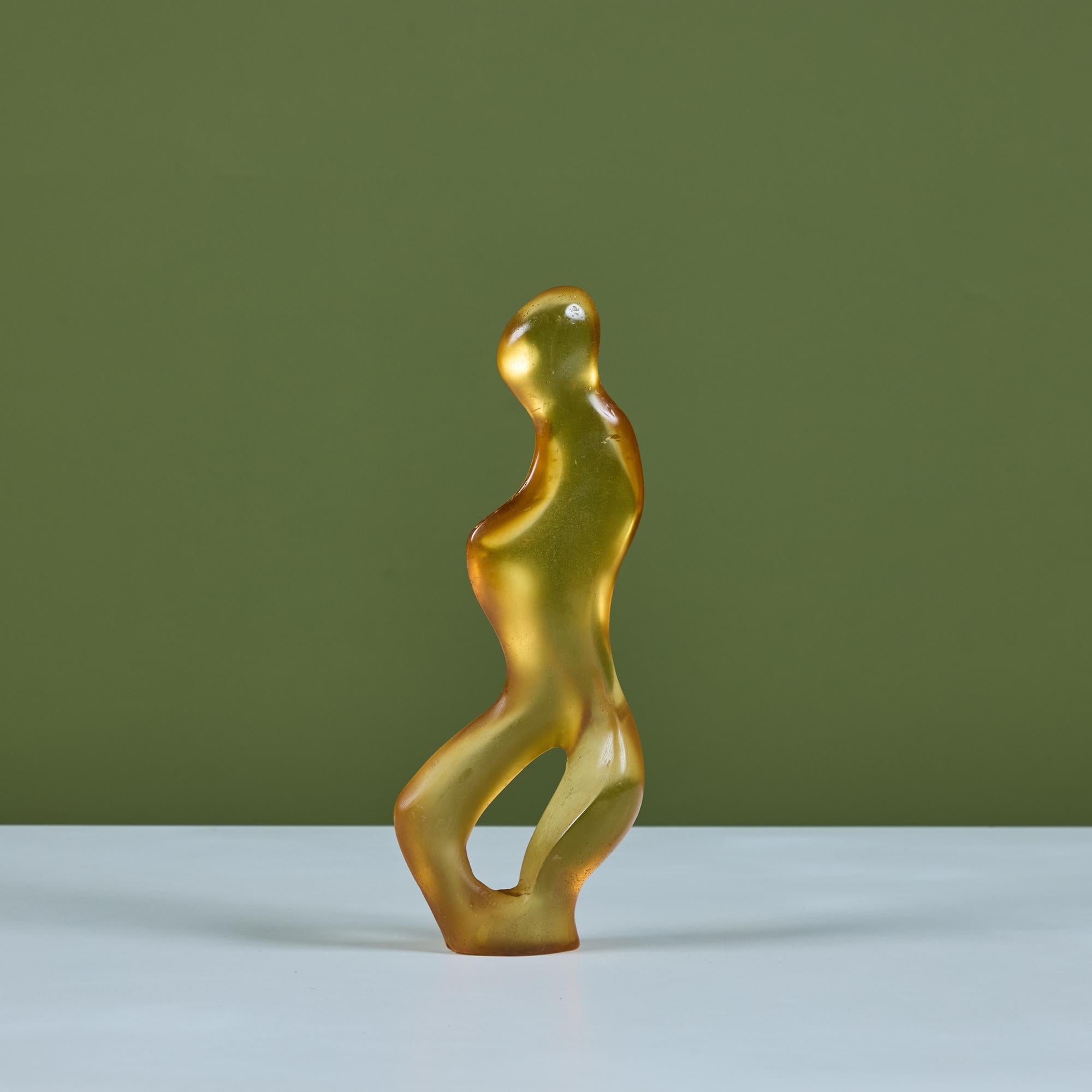 Handmade resin abstract sculpture in yellow-colored resin in the style of Japanese-American artist Leo Amino. This piece's curves look to be that of a womans body.

Dimensions
5” width x 2.25” depth x 11.75” height

Condition
Good vintage condition,