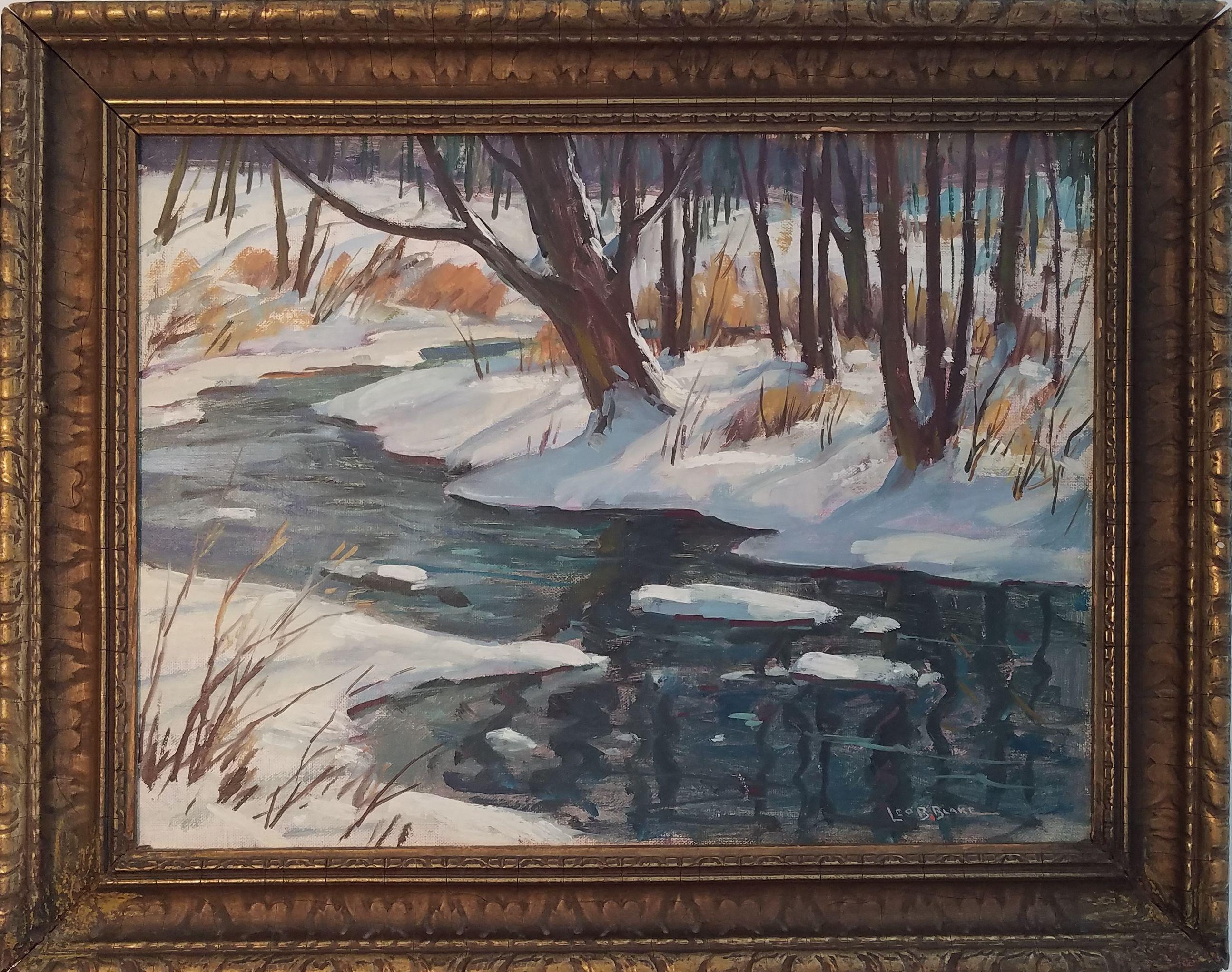 « Paysage d'hiver des Berkshires », Leo Blake, Snowy Stream dans le Massachusetts en vente 1