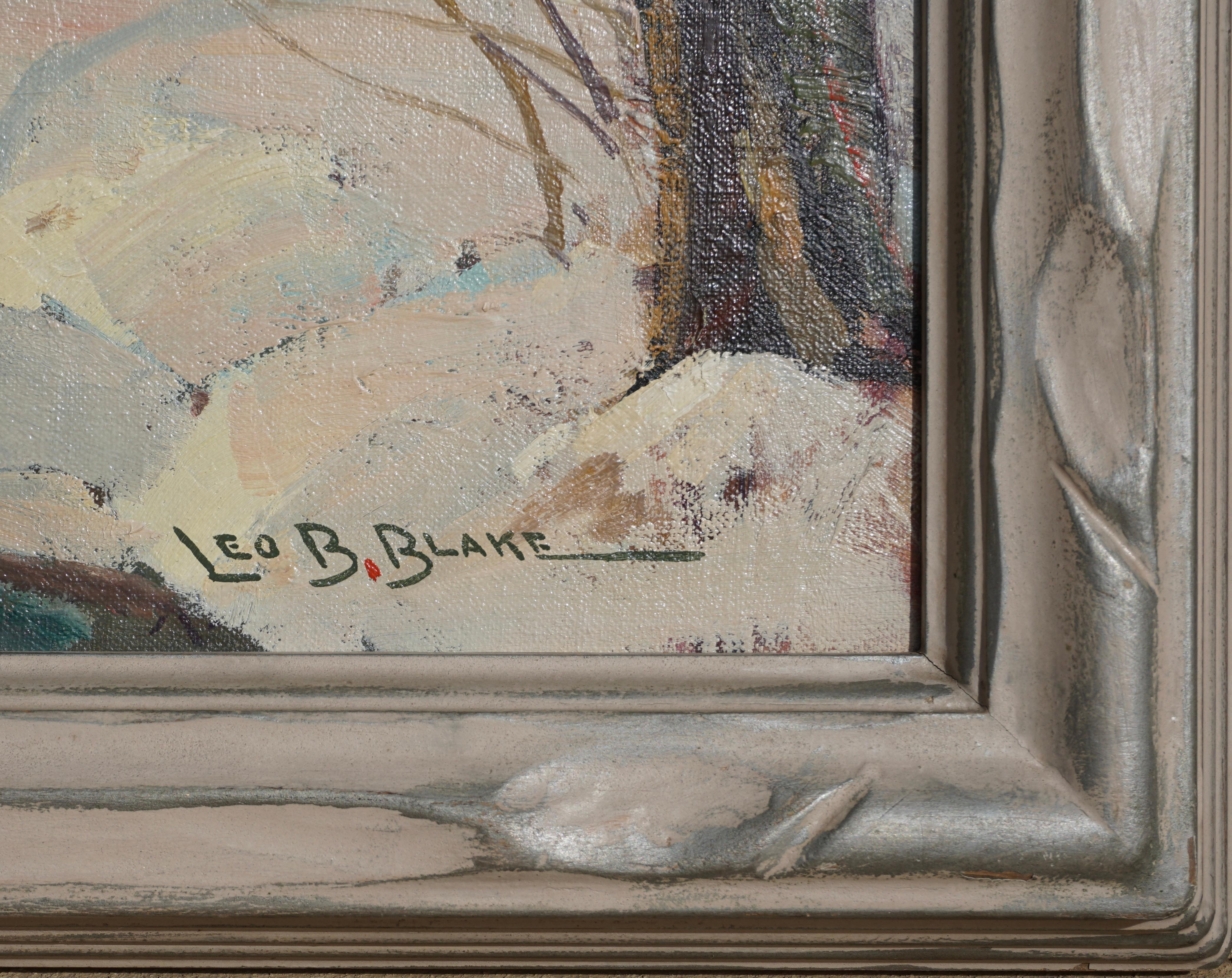 Leo Blake Pittura ad olio con ruscello d'inverno del New England 3