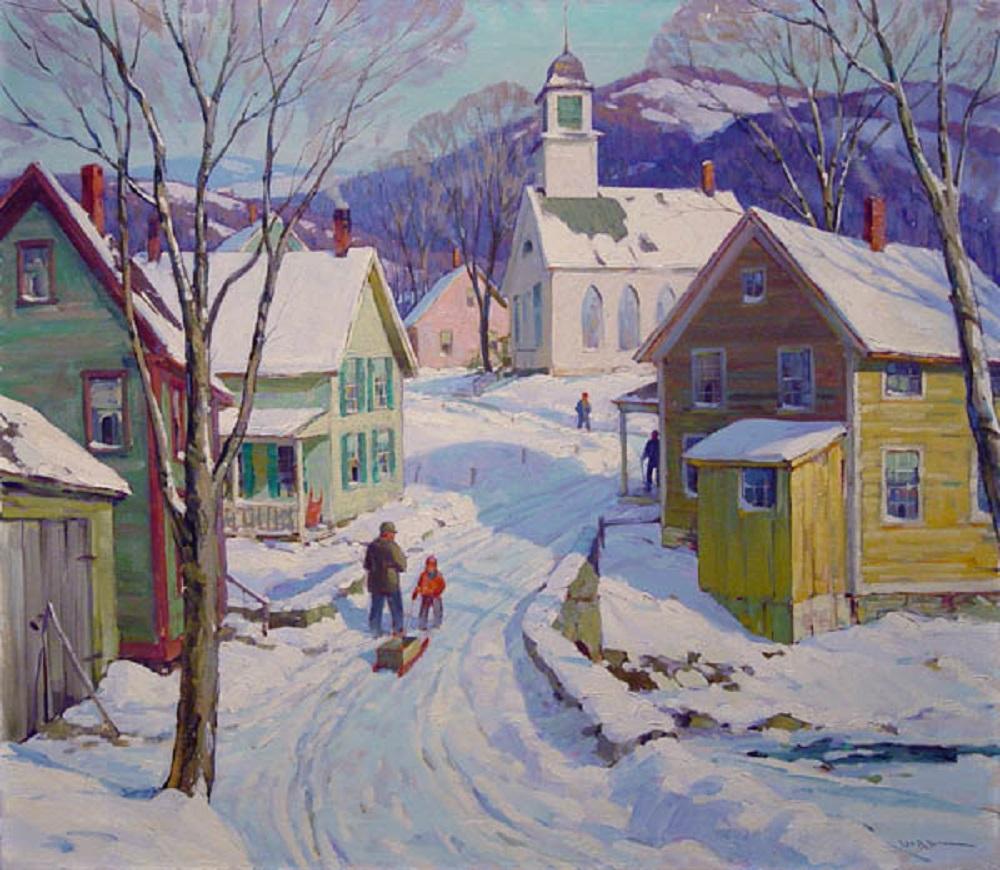 Leo Blake Landscape Painting - Peaceful New England Village