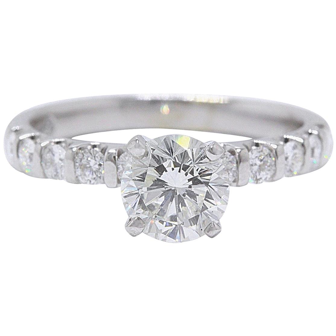 Leo Bridal Diamond Engagement Ring Round Cuts 1.70 Carat 14 Karat Gold Certified