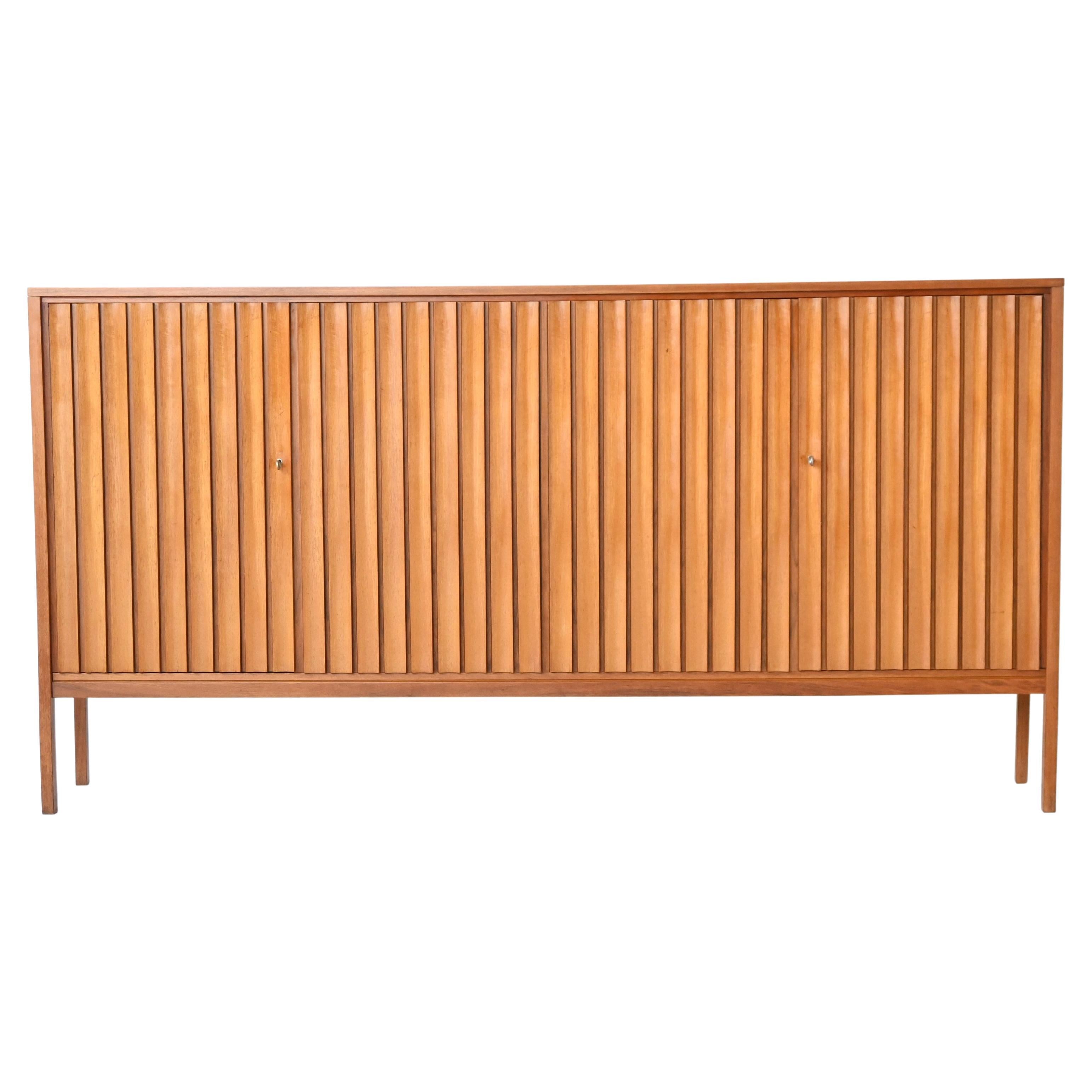 Leo Bub symmetric highboard in walnut XL Bub Wertmodel Germany 1960 For Sale