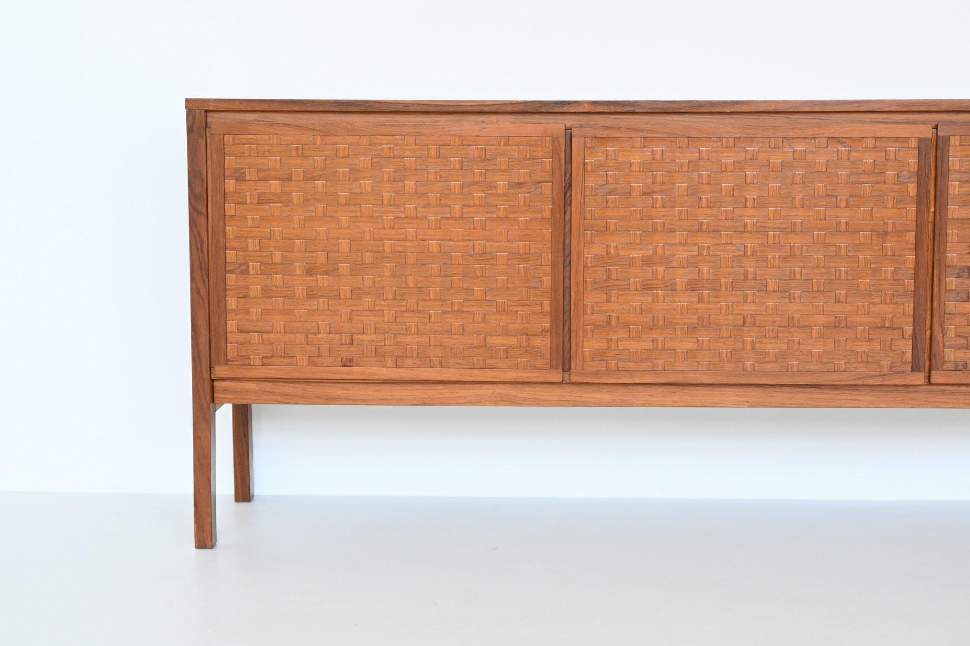 Leo Bub Symmetric Sideboard in Woven Rosewood, Germany, 1960 4