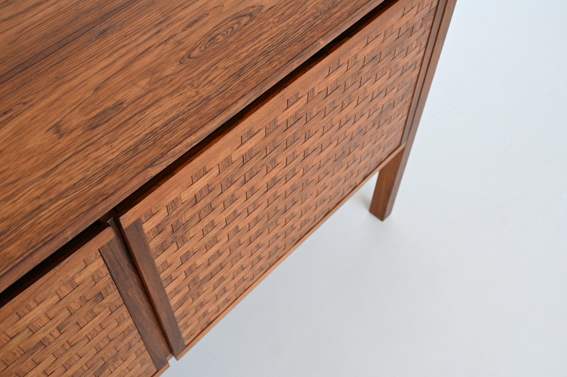 Leo Bub Symmetric Sideboard in Woven Rosewood, Germany, 1960 11