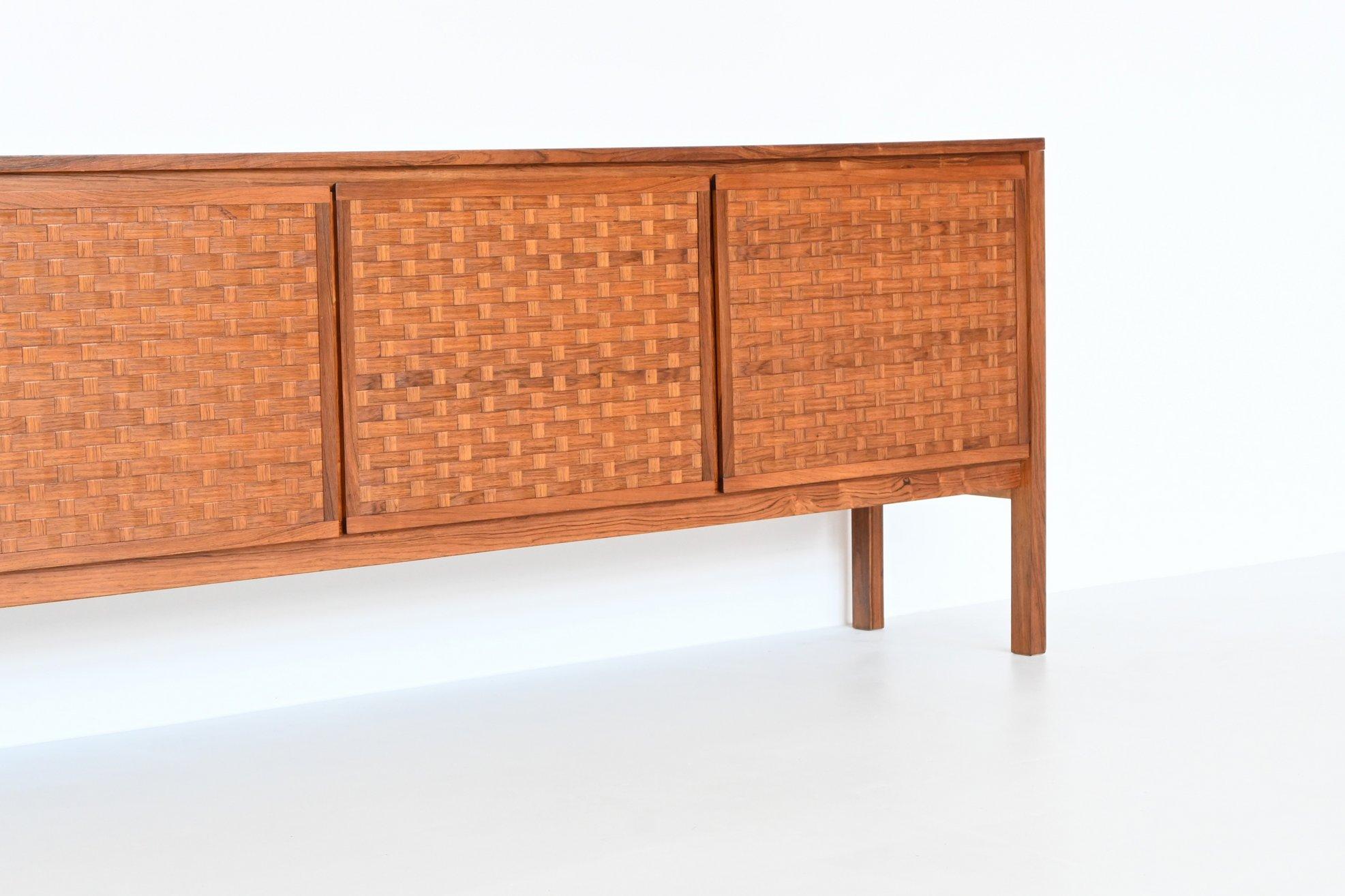 Mid-Century Modern Leo Bub Symmetric Sideboard in Woven Rosewood, Germany, 1960