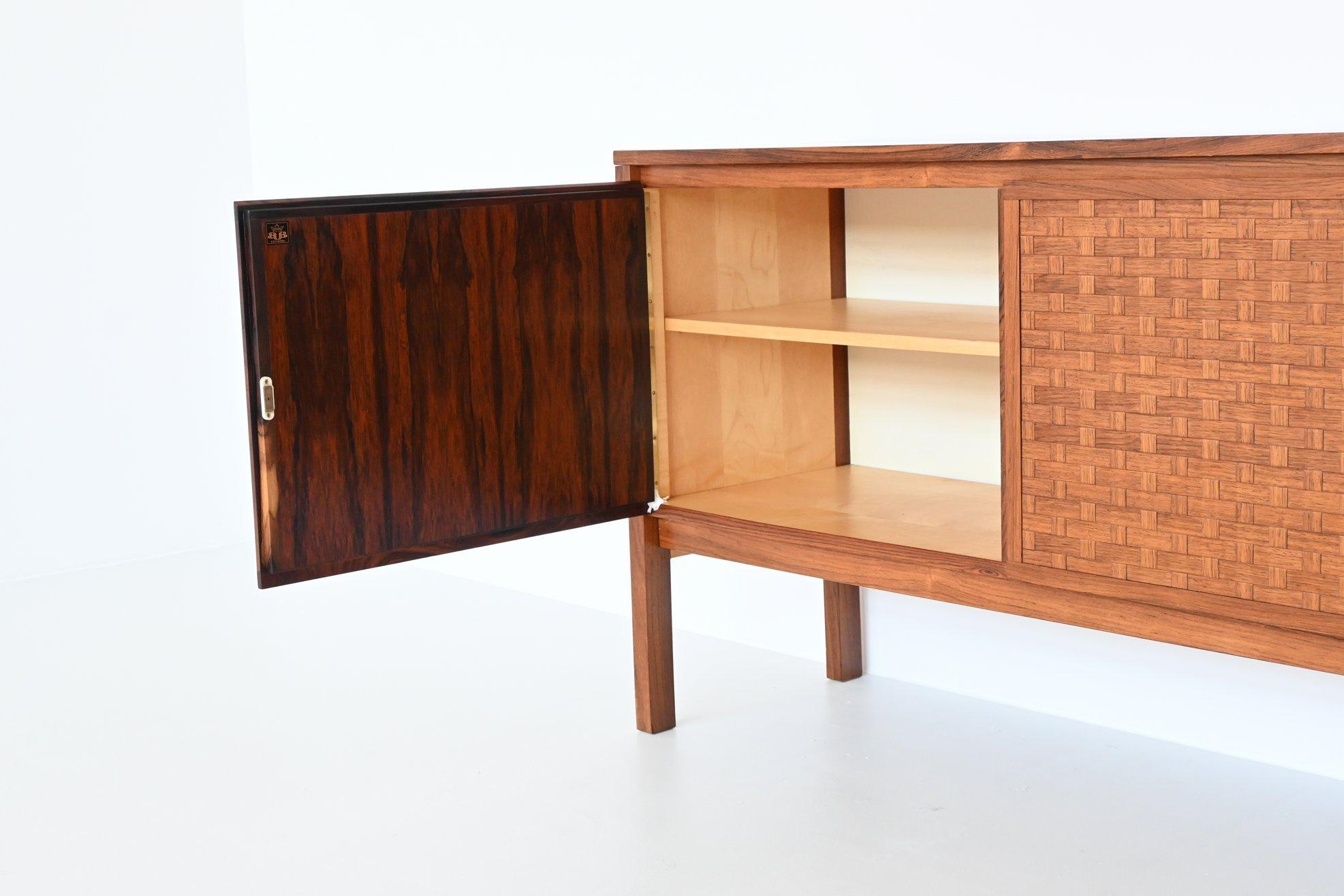 Mid-20th Century Leo Bub Symmetric Sideboard in Woven Rosewood, Germany, 1960