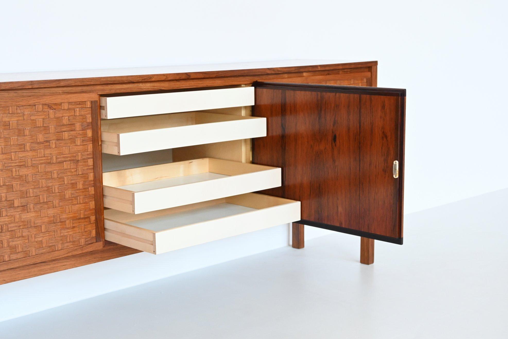 Leo Bub Symmetric Sideboard in Woven Rosewood, Germany, 1960 1