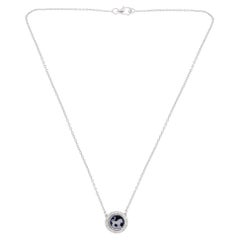 Diamant-Charm-Halskette aus 14 Karat Weißgold mit Sternzeichen-Schnitzereien