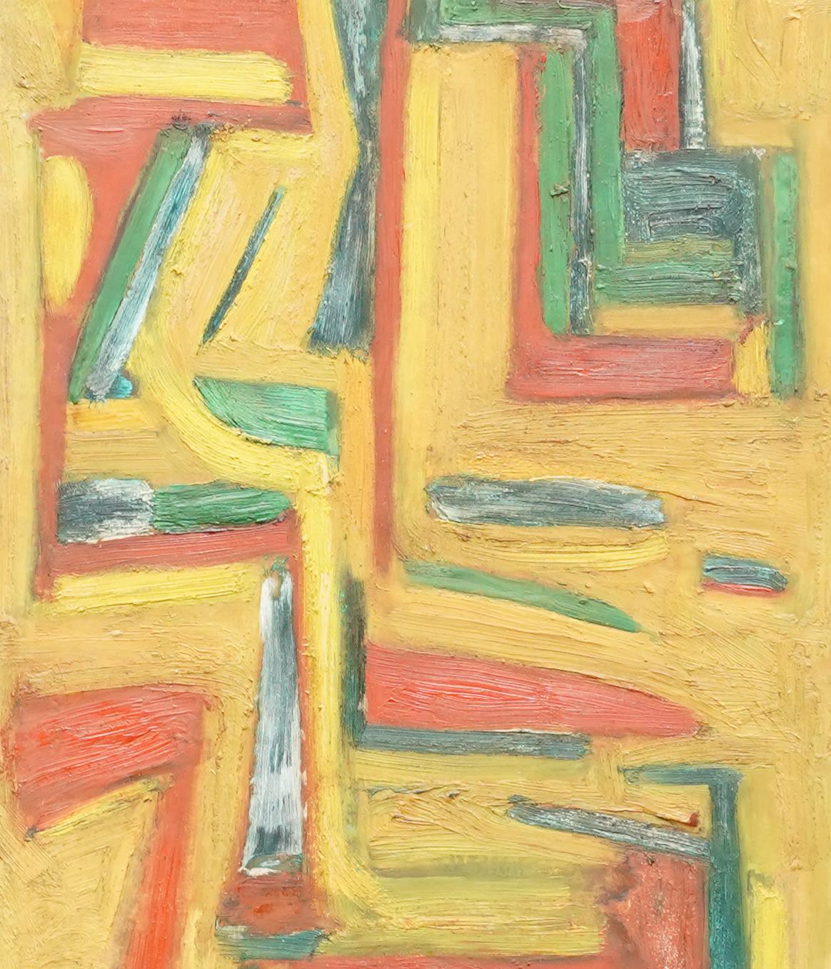 Numbers - February 1953 - British Abstract art oil painting - red  green yellow For Sale 1