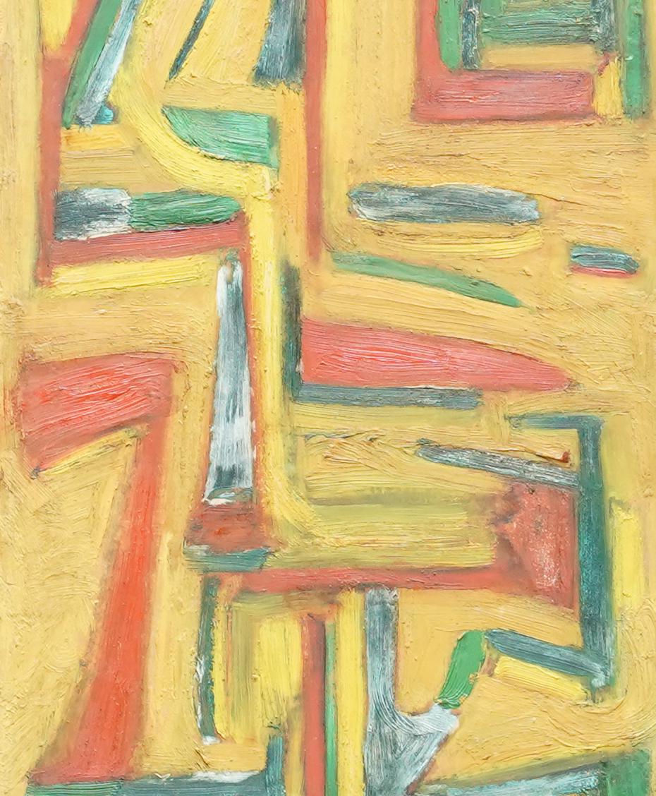 Numbers - February 1953 - British Abstract art oil painting - red  green yellow For Sale 2