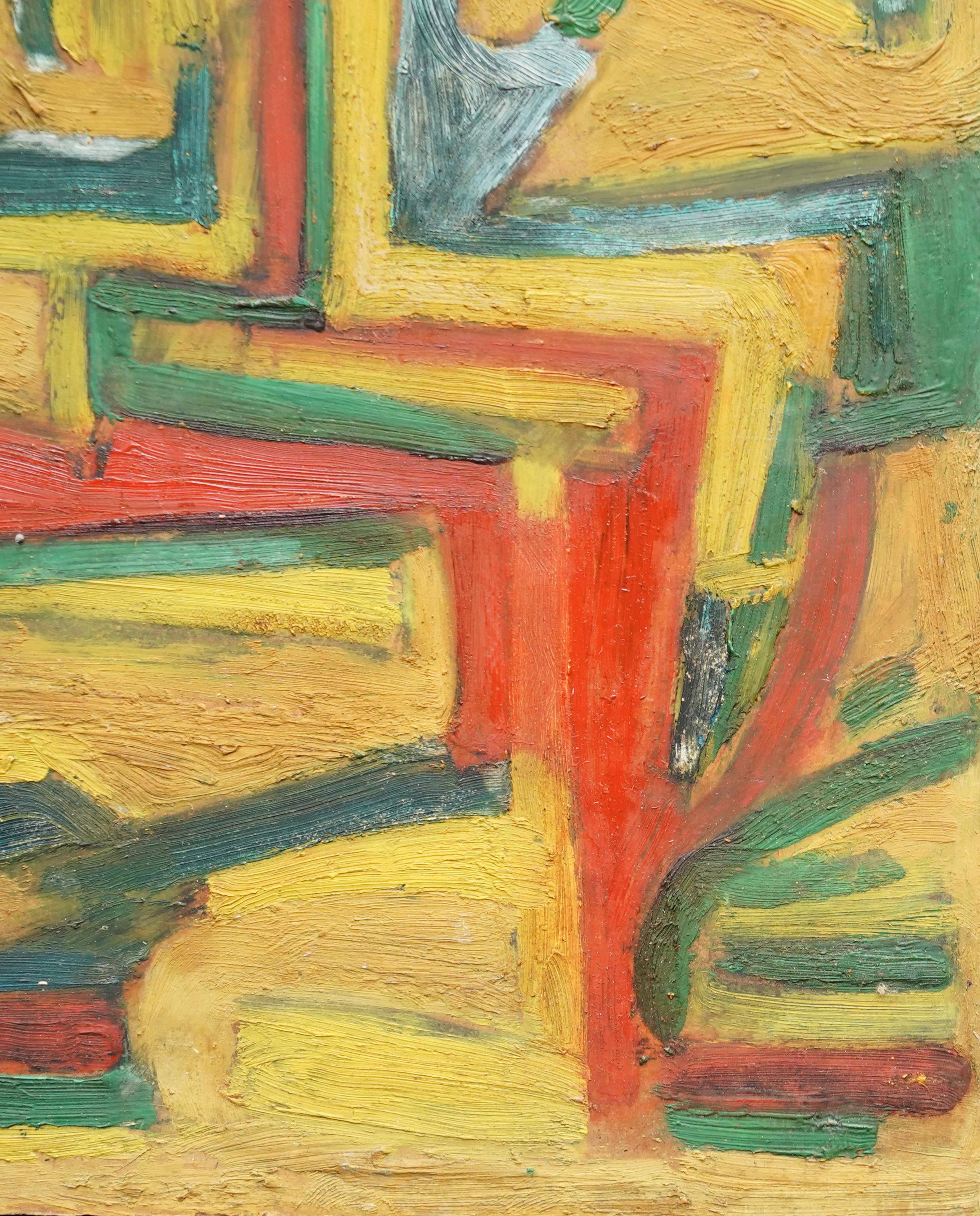 Numbers - February 1953 - British Abstract art oil painting - red  green yellow For Sale 3