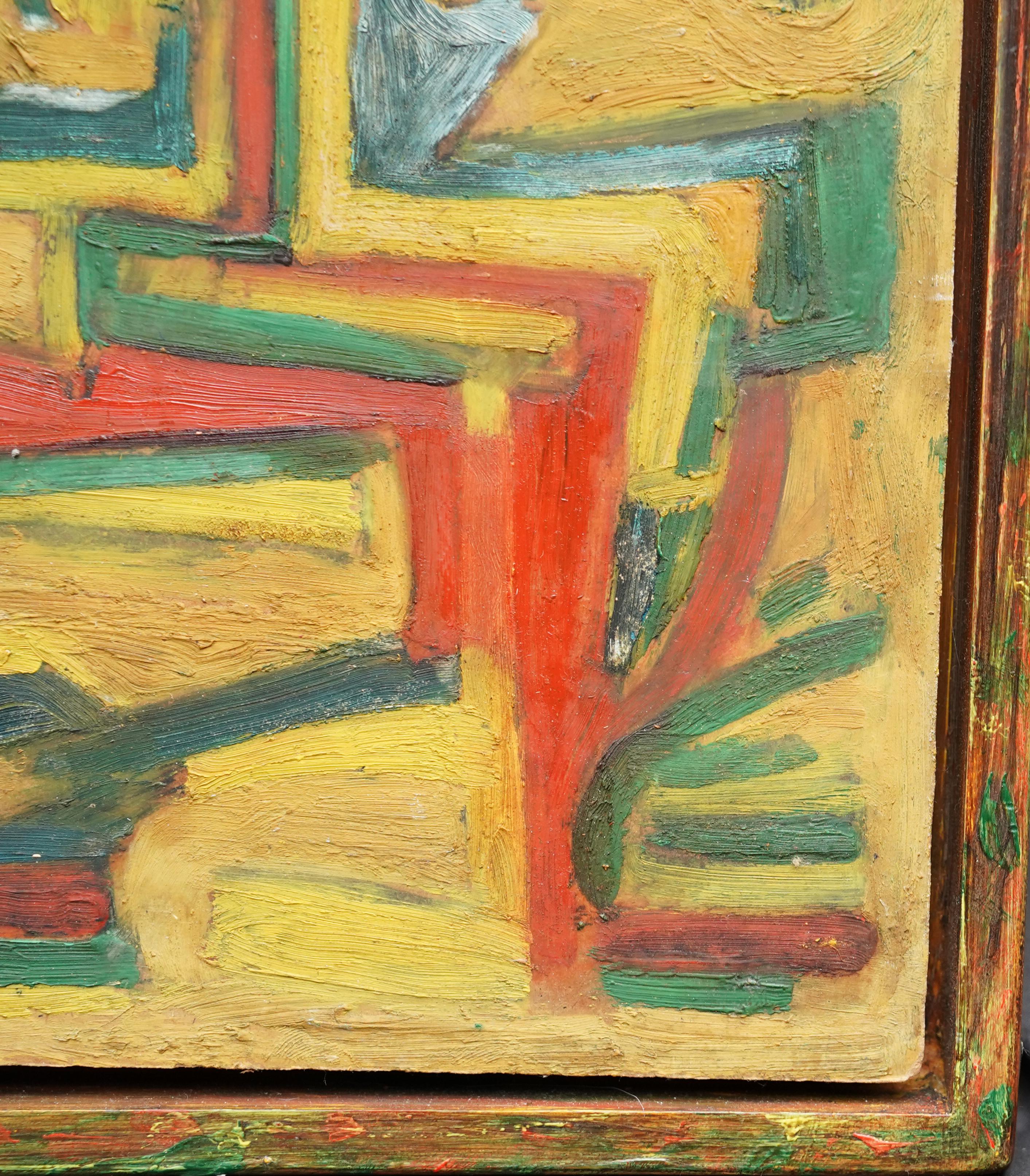 Numbers - February 1953 - British Abstract art oil painting - red  green yellow For Sale 4