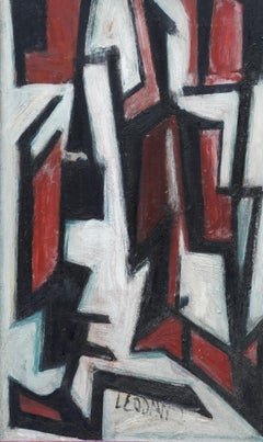 Seated Figure III 1952 - British Abstract art oil painting red white black