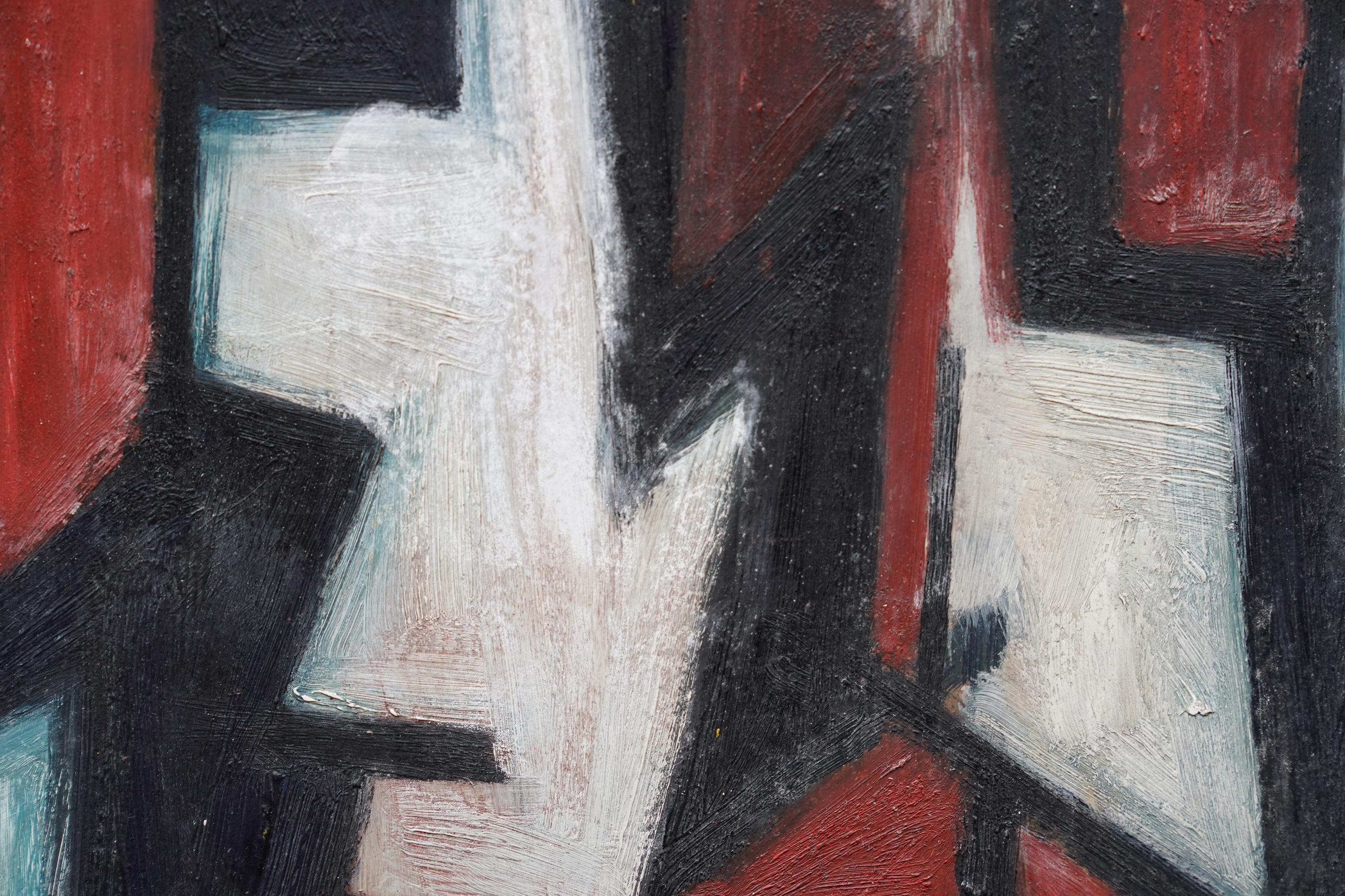 This superb British 1950's abstract oil on board painting is by noted Slade School trained contemporary artist Leo Davy. Davy was born in Yorkshire but settled in Cornwall in 1968 and the influence of the Cornish landscape can be seen in his work.