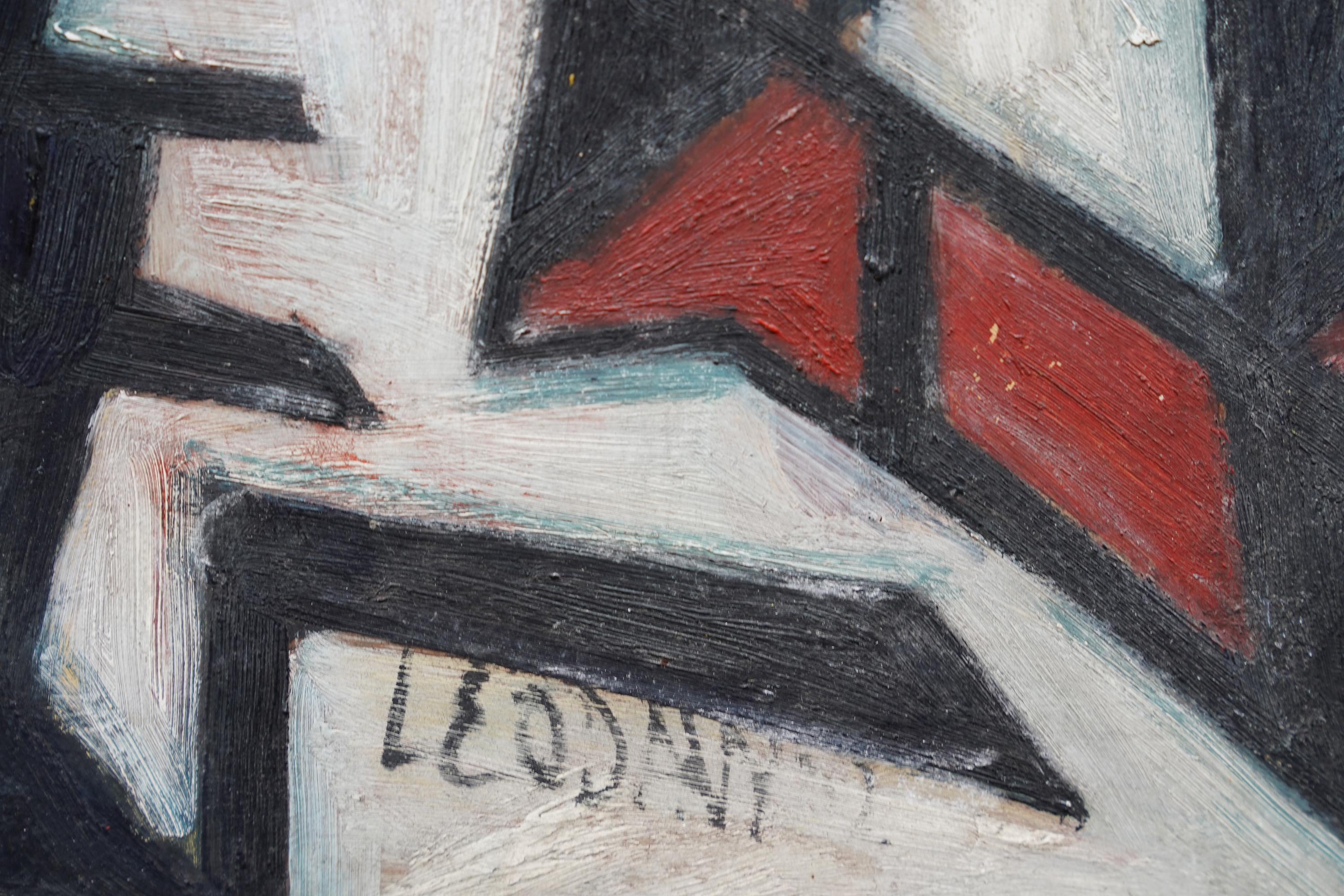 Seated Figure III 1952 - British Abstract art oil painting red white black For Sale 3