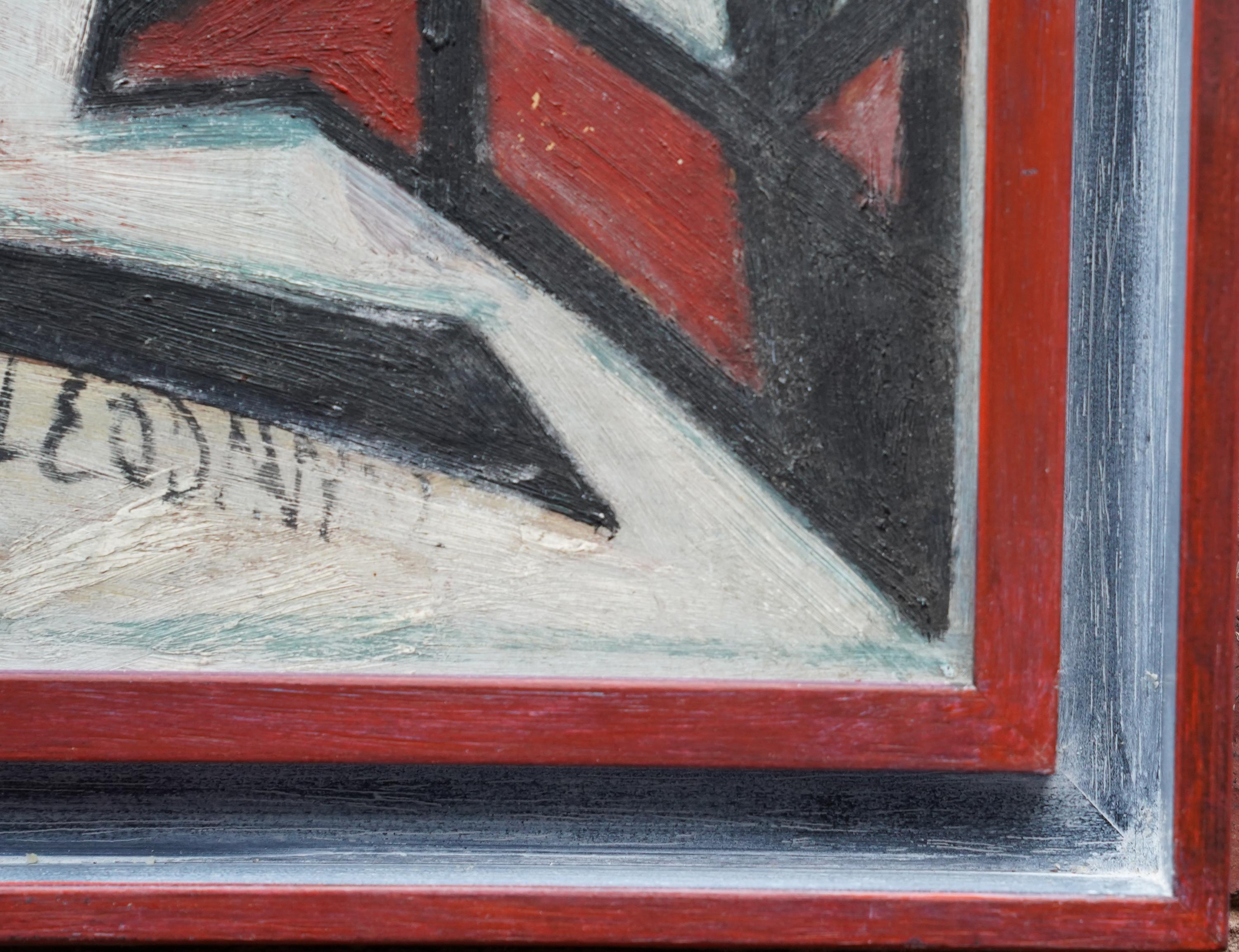 Seated Figure III 1952 - British Abstract art oil painting red white black For Sale 4