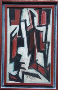Figura seduta III 1952 - Arte astratta britannica pittura ad olio rosso bianco nero