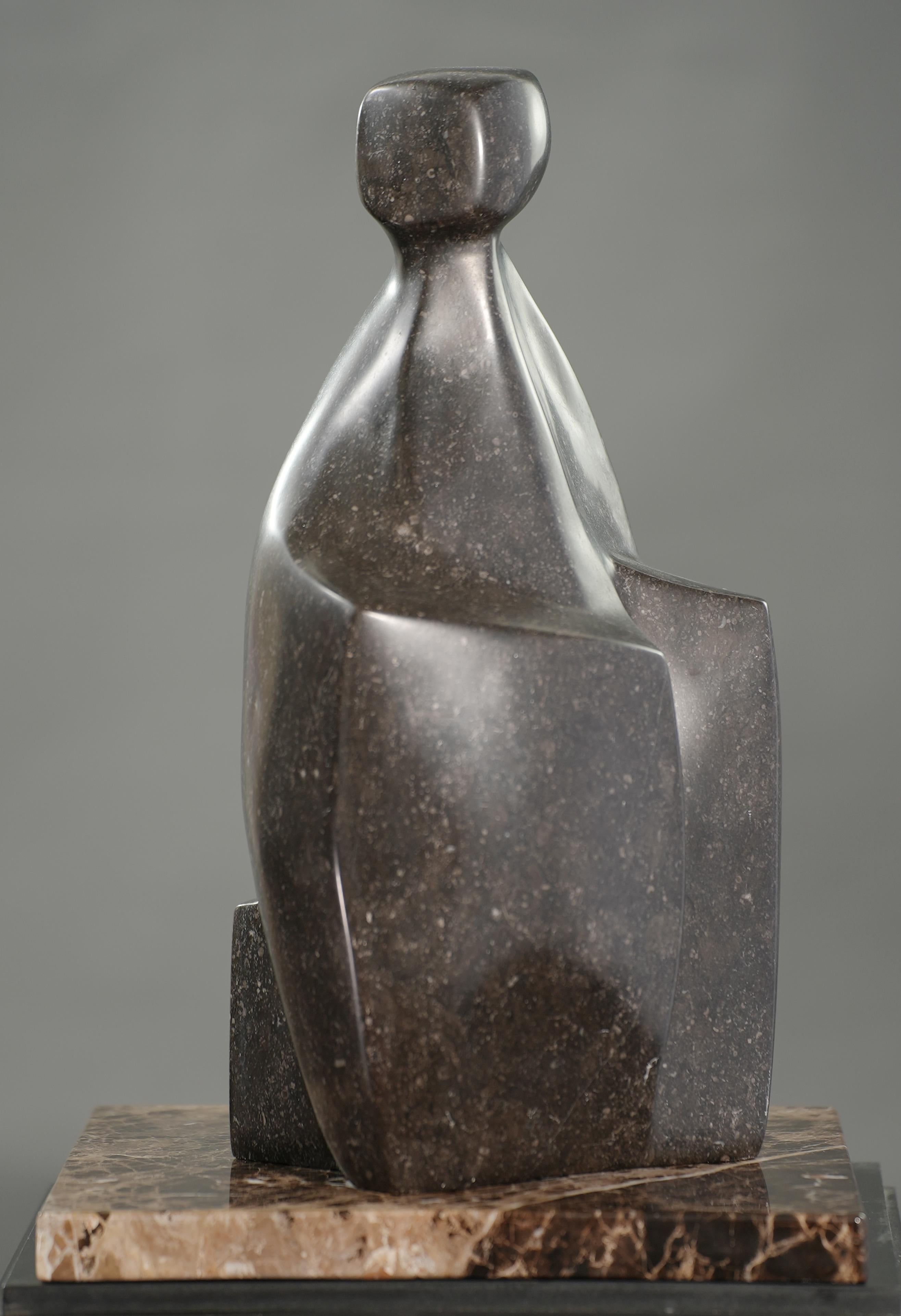 This is a great sculpture with real gravitas and elegance.  A great conception in terms of the forms and planes. Can be a star piece in a room - stone and surface are very attractive! Active primarily in the mid to late 20th century, Leo De Beer is