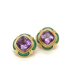 Leo De Vrooman 18kt Yellow Gold Earrings with 17.67ct. of Amethysts