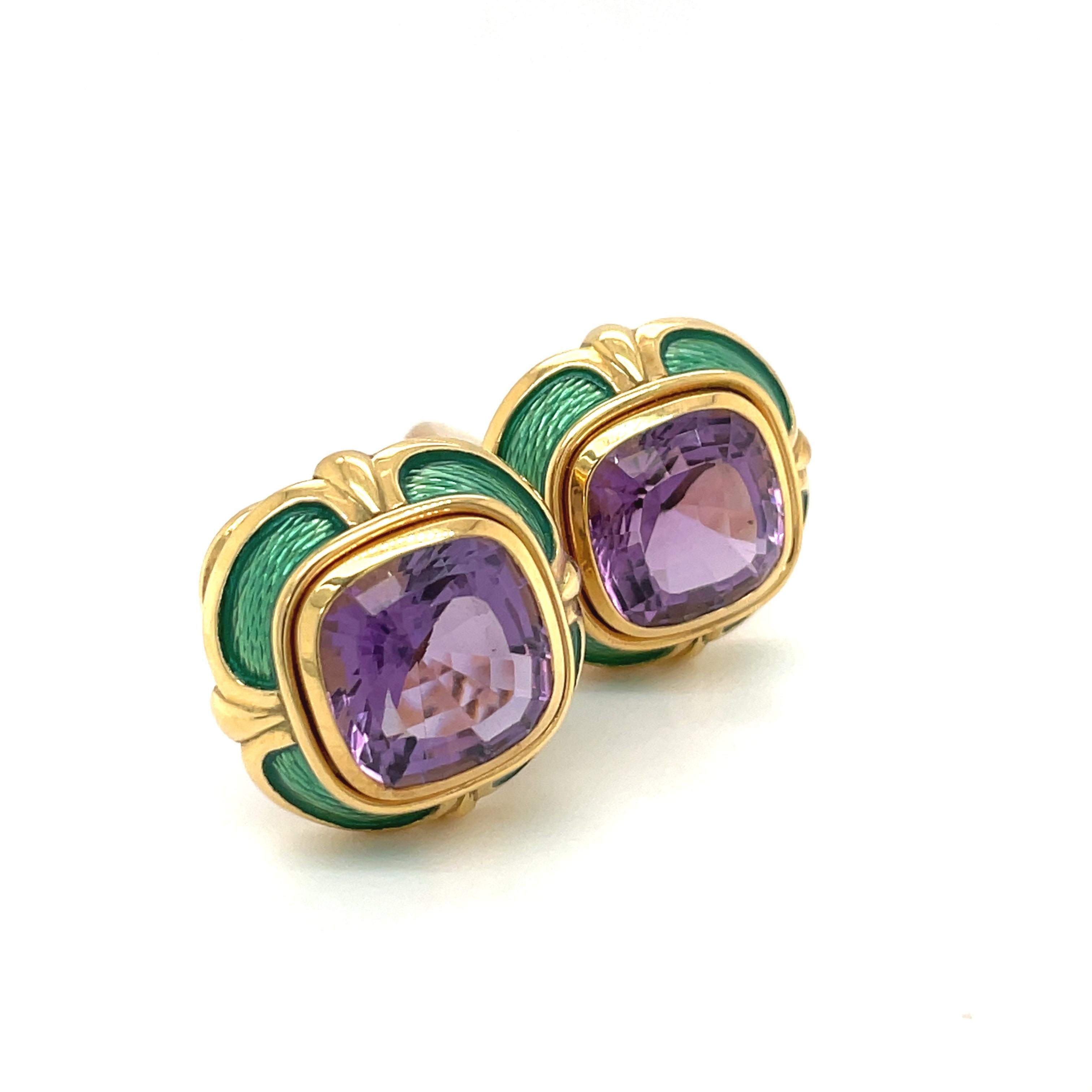 Leo De Vrooman Ohrringe aus 18 Karat Gelbgold mit 17,67 Karat Amethysten im Zustand „Neu“ im Angebot in New York, NY