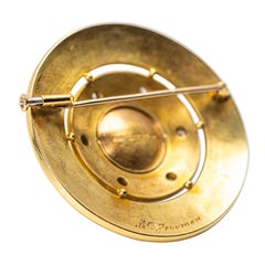 Leo de Vroomen 18 K Yellow Gold, Diamond and Pearl Brooch