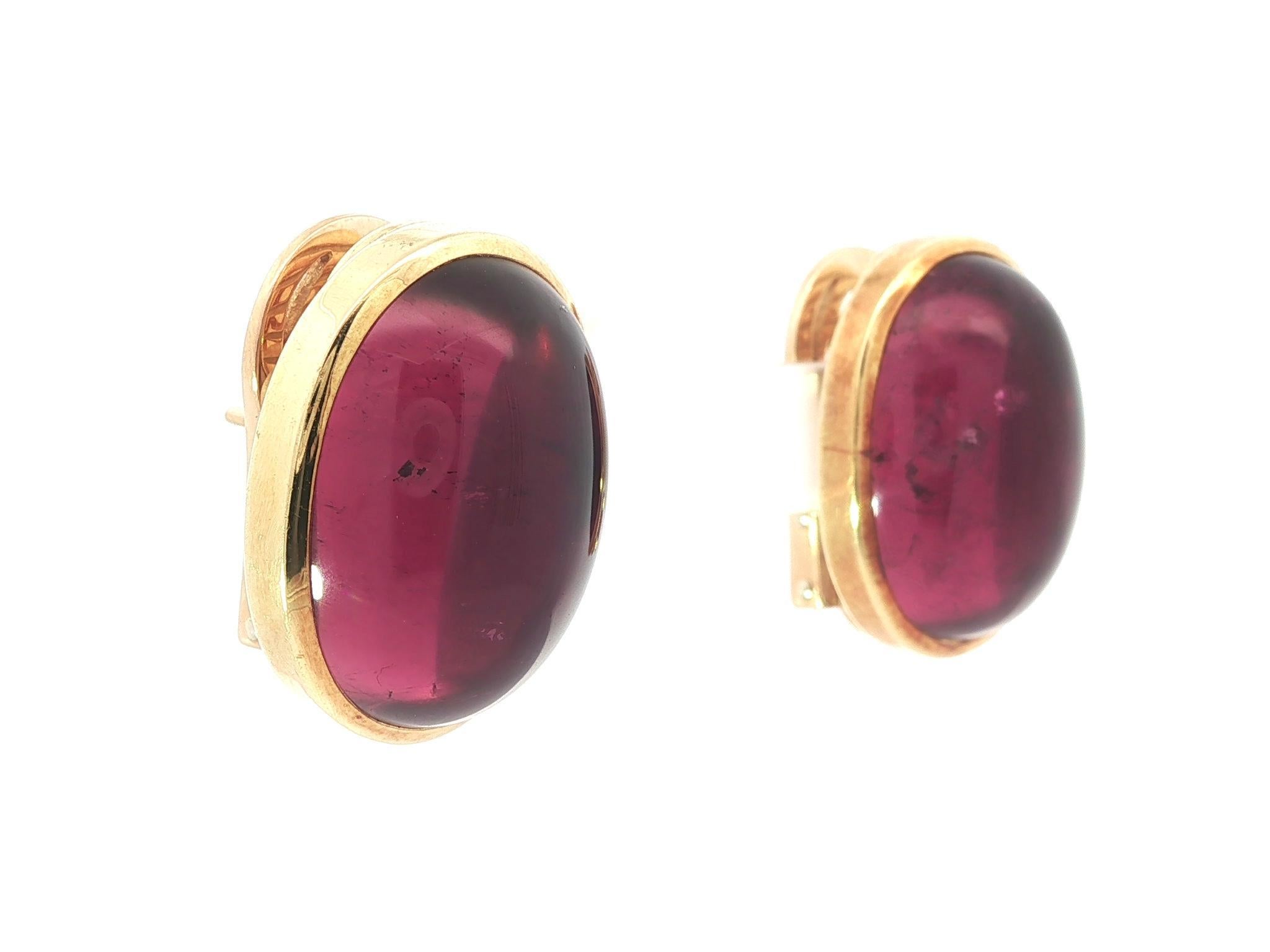 Orecchini Leo de Vroomen in oro 18k con castone di tormalina cabochon da 34 ct. In condizioni buone in vendita a Montclair, NJ