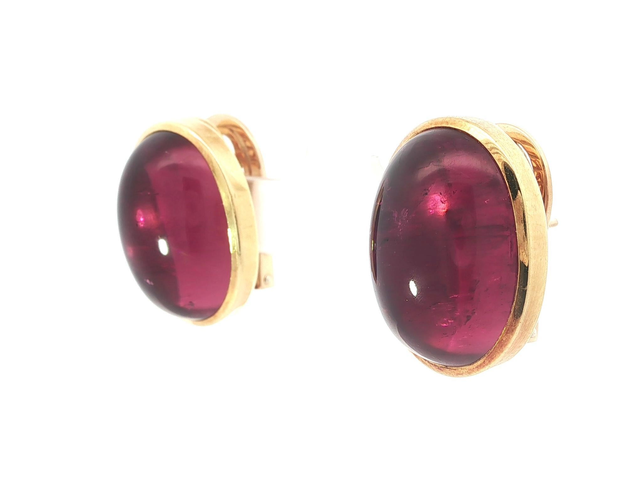 Donna Orecchini Leo de Vroomen in oro 18k con castone di tormalina cabochon da 34 ct. in vendita