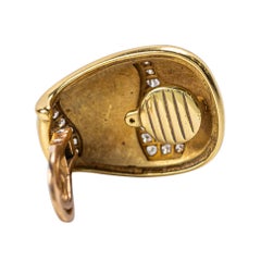 Leo de Vroomen 18K Gold, Enamel &amp; Diamond Ear Clips (Signed)