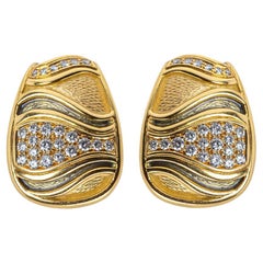 Leo de Vroomen 18K Gold, Enamel &amp; Diamond Ear Clips (Signed)