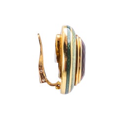 Leo de Vroomen 18K Yellow Gold, Guilloché Enamel, Diamond & Pearl Brooch